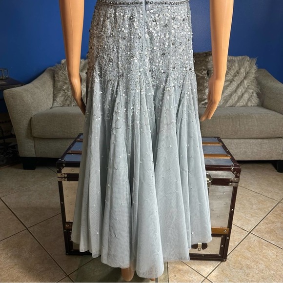 Mac Duggal 93655 Powder Blue Cape Sleeve Beaded Tea Length A-Line Dress 6 NWT - Picture 15 of 16